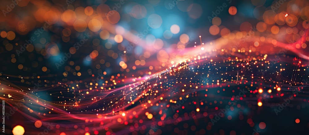Poster fiber optics network cable lights abstract background. copy space image. place for adding text or de