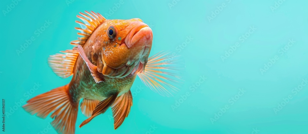 Poster brown parrot sea fish isolated on pastel background. with copy space image. place for adding text or