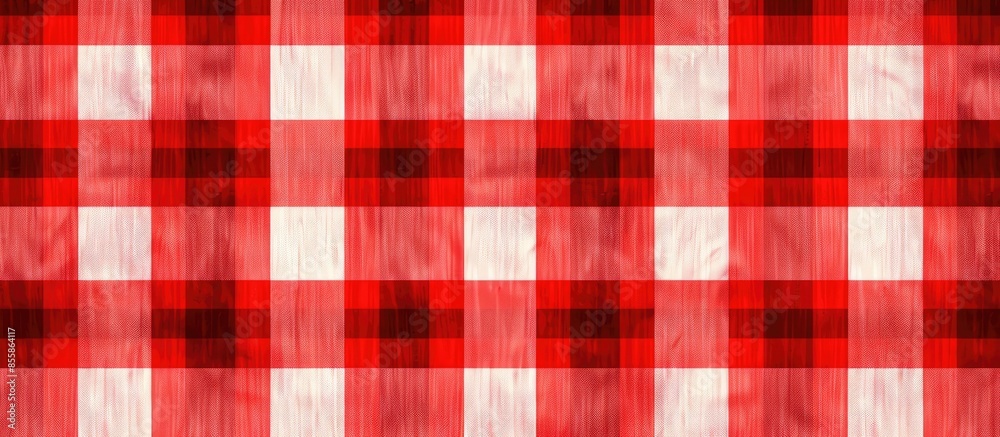 Leinwandbilder Seamless red checkered plaid fabric pattern texture. Modified stripes consisting of crossed horizontal and vertical lines.Seamless picnic pattern. Copy space image. Place for adding text or design