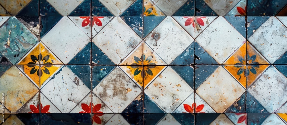 Poster Pattern of floor tile. with copy space image. Place for adding text or design