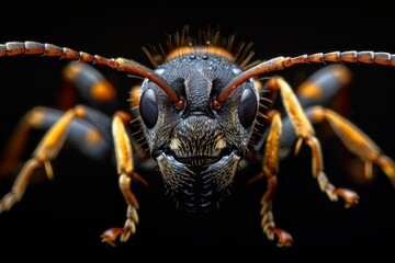 Close-Up Portrait of a Black and Orange Ant