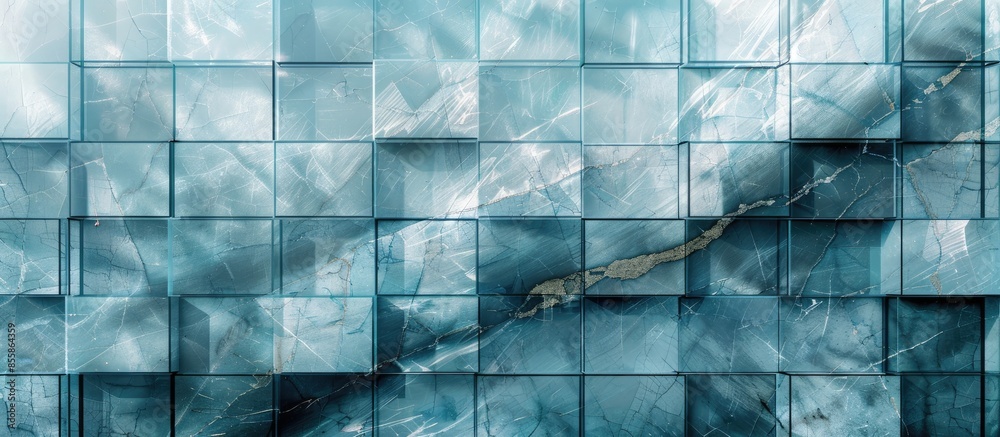 Poster glass brick pattern at marble building. with copy space image. Place for adding text or design