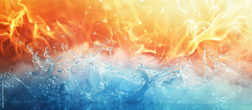 Poster water and fire on a pastel background  Abstract  Water. with copy space image. Place for adding text or design