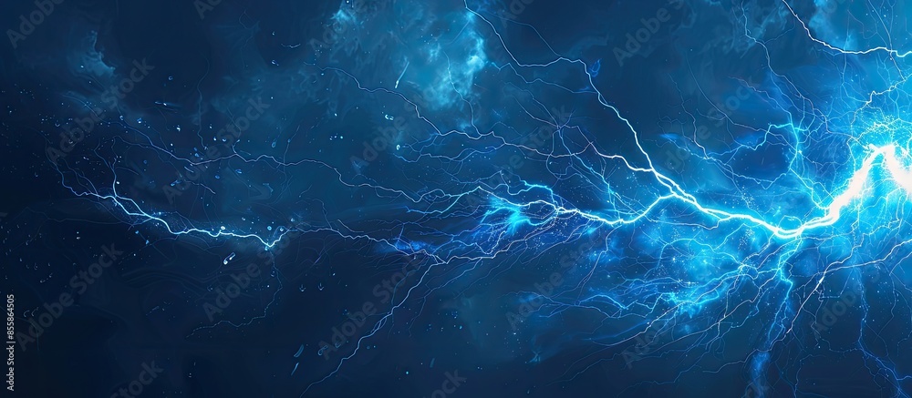 Aufkleber blue striking electric lightning background. copy space image. place for adding text or design
