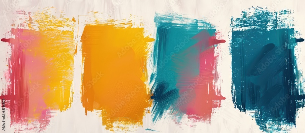 Poster Four color roller brushes. with copy space image. Place for adding text or design