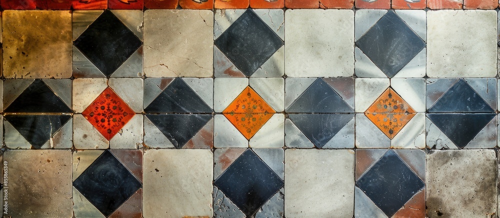 Poster tile on the floor. with copy space image. Place for adding text or design