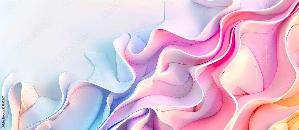 Poster Dynamic fluid white geometric with colorful gradient background. with copy space image. Place for adding text or design