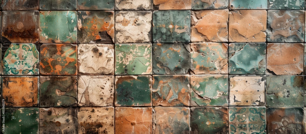 Poster Old tile wall background. with copy space image. Place for adding text or design
