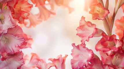 gladiolus flowers frame copy space for text