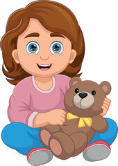 Cute girl playing with dolls