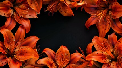 tiger lily flowers frame copy space for text
