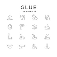 Set line icons of glue