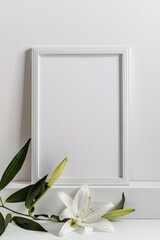 Blank mock up poster frame in modern interior background, living room frame mockup, Scandinavian style, 3D render, 3D illustration frame mockup
