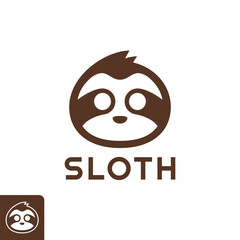 Simple Cool Sloth Head Logo Design