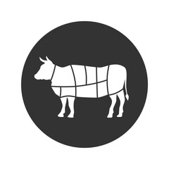 Beef butcher diagram template. Cuts of Beef. Vintage template for groceries, butcher shop, meat packaging. Vector illustration