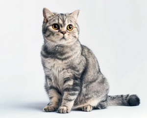 Obraz premium A Scottish Fold cat sitting on a white background.