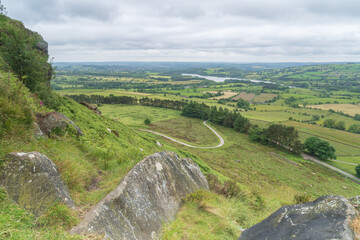 View from The Roaches in the Peak District in Staffordshire in the UK on an overcast day in landscape orientation