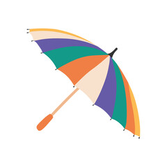 Umbrella in doodle style isolated on white background. Flat open umbrella. Modern Vector illustration.