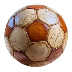 vintage 3D illustration, soccer ball isolated on transparent background