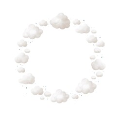 Watercolor illustration of a wreath of branches of delicate clouds. The illustration is perfect for design and printed products. JPG image format 300 dpi.