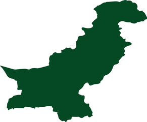 black silhouette map of Pakistan on a white background