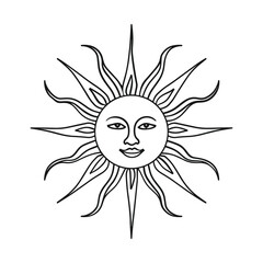 Line art sun design vector icon style