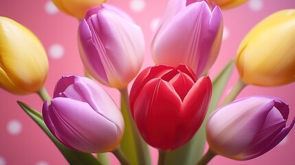 Fototapeta premium pink and yellow tulips