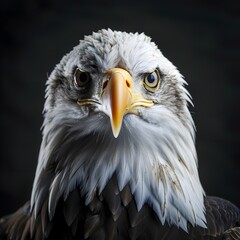 Obraz premium Majestic Bald Eagle with Piercing Gaze Close Up Portrait of Fierce Predator