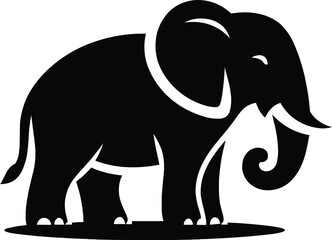 Elephant Silhouette isolated on white background Minimalist elephant vector shape icon