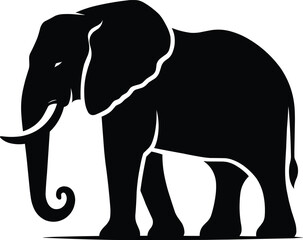 Elephant Silhouette isolated on white background Minimalist elephant vector shape icon
