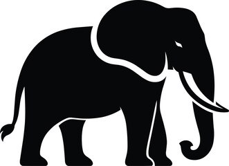 Elephant Silhouette isolated on white background Minimalist elephant vector shape icon