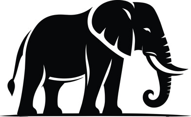 Elephant Silhouette isolated on white background Minimalist elephant vector shape icon