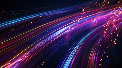 Obraz premium Fiber optic backgrounds Fiber optic light streaks with a blank area in the middle for text, ideal for telecommunications and highspeed internet presentations