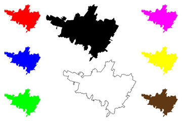 Bologna City (Italian Republic, Italy, Emilia-Romagna) map vector illustration, scribble sketch City of Bologna map