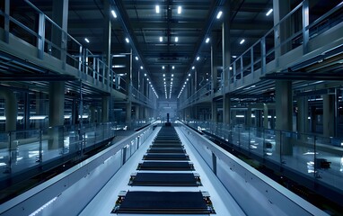 Obraz premium High-tech warehouse with automated sorting of semiconductor materials