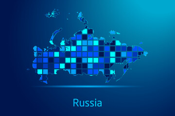 concepts of Russia Network Digital Technology Graphic illustration. Blue Color. Internet Futuristic Concept Map.