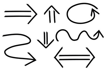 Set of hand drawn arrows, vector illustration, design element