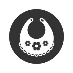Baby bib icon with flower flat sign vector