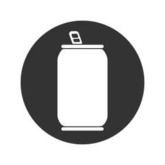 Cutout silhouette Soda can icon. Outline logo of metal container with opener. vector flat