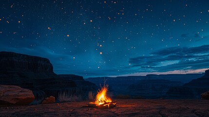 Camping under the starry night sky in Grand Canyon National Park
