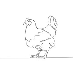 chicken, poultry, rooster one line art. Continuous line drawing of farm, nature, agriculture, farm animals, rural life, ranch.