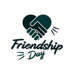 Happy friendship day typography holiday celebration art illustration dark and light very dark lime green with white background for poster banner greeting card print