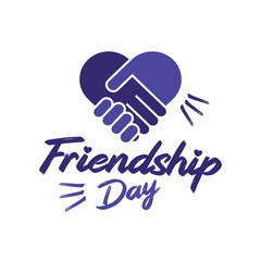 Obraz premium Happy friendship day typography holiday celebration art illustration dark and light very dark violet with white background for poster banner greeting card print