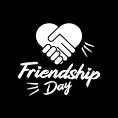 Happy friendship day typography holiday celebration art illustration white with black background for poster banner greeting card print