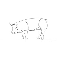 pig, wild boar, livestock, piglet one line art. Continuous line drawing of farm, nature, agriculture, farm animals, rural life, ranch.
