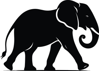 Elephant Silhouette isolated on white background Minimalist elephant vector shape icon