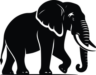 Elephant Silhouette isolated on white background Minimalist elephant vector shape icon