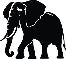 Elephant Silhouette isolated on white background Minimalist elephant vector shape icon