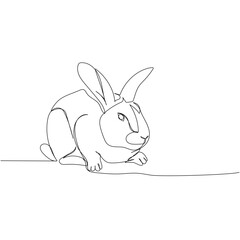 rabbit, pet, animal husbandry, hare one line art. Continuous line drawing of farm, nature, agriculture, farm animals, rural life, ranch.