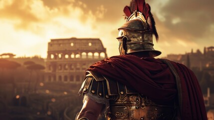 Ancient warrior or Gladiator posing in the arena